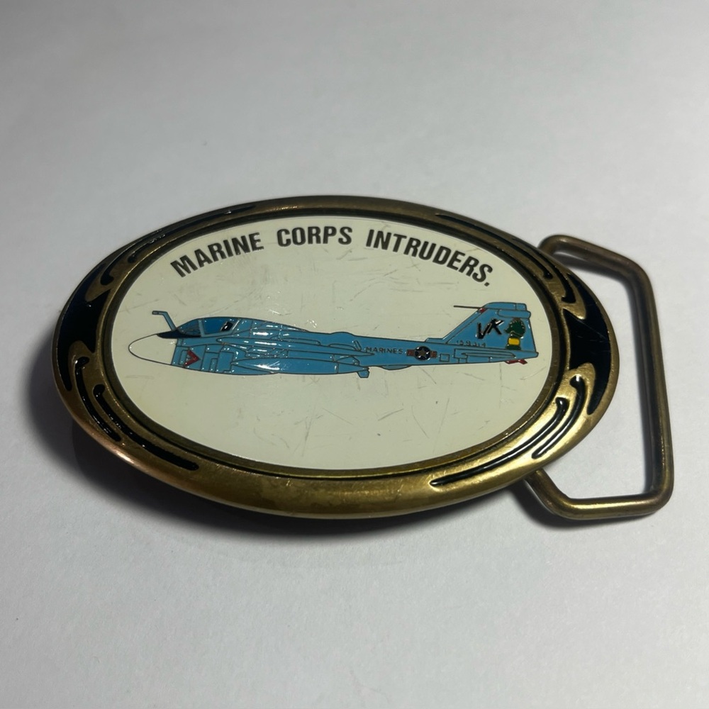 NAP 1986 Solid Brass Marine Corps Intruders Plane Belt Buckle